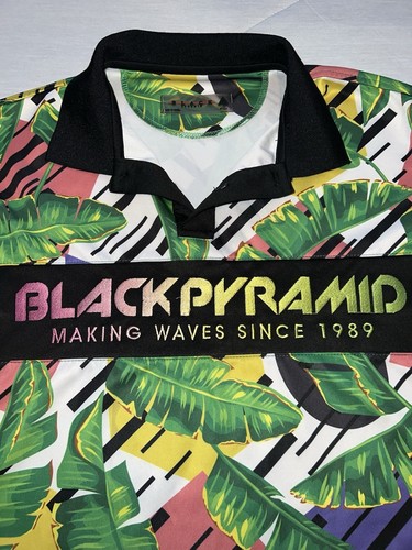 Black Pyramid, Black Surf Pyramid Polo, Adult Size S, Tropical Print - Picture 3 of 5