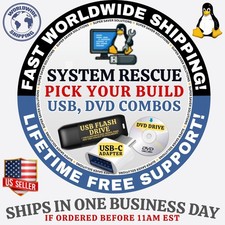LINUX SYSTEM RESCUE TOOLS  LATEST ISO BUILD  DVD, USB COMBOS  FAST SHIP