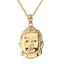 Gold Zen Buddha Head Pendant Necklace SM/MD (Available In Yellow/Rose/White)