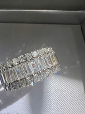 Sterling Silver Baguette, Round Stones Cubic Zirconia Half Band Ring 925 New