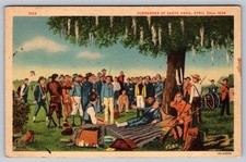 Vintage Surrender of Santa Anna Postcard April 22, 1836 Texas History