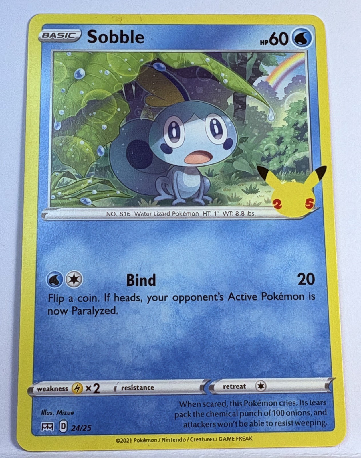 Sobble 24/25 Non-Holo McDonalds 25th Anniversary Promo Pokemon Card TCG NM