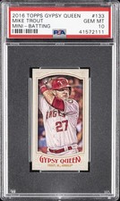 2016 TOPPS GYPSY QUEEN MINI-BATTING #133 MIKE TROUT PSA 10