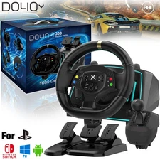 NBCP Gaming Racing Steering Wheel With Plastic Pedal Shifter Driving Simulator