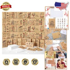 200ct 4x6" Birthday Cards Bulk, Kraft Style, Blank Envelopes, Stickers