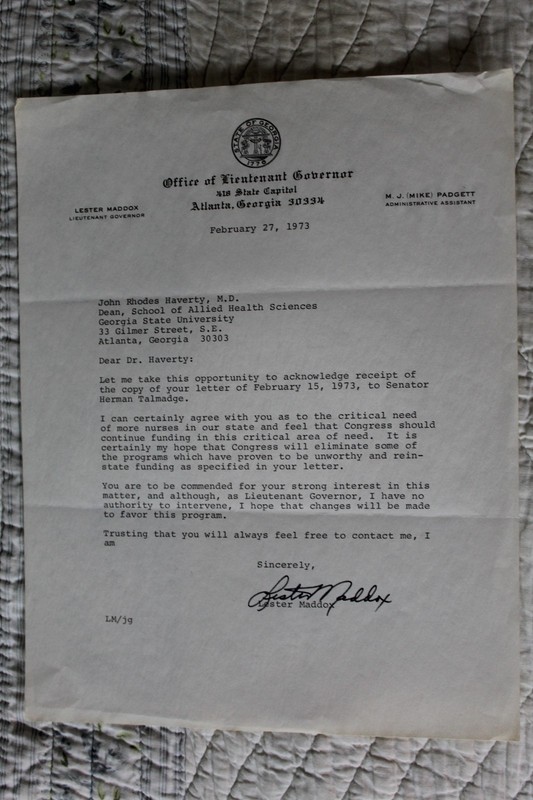 Signed Georgia Lt Gov Lester Maddox letter official letterhead 1973