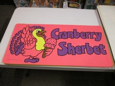 Baskin Robbins ice cream 1973 store poster sign CRANBERRY SHERBET Thanksgiving