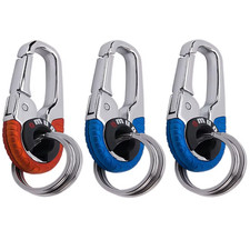 3PCS Stainless Steel Carabiner Keychain Double Ring Clip Hook