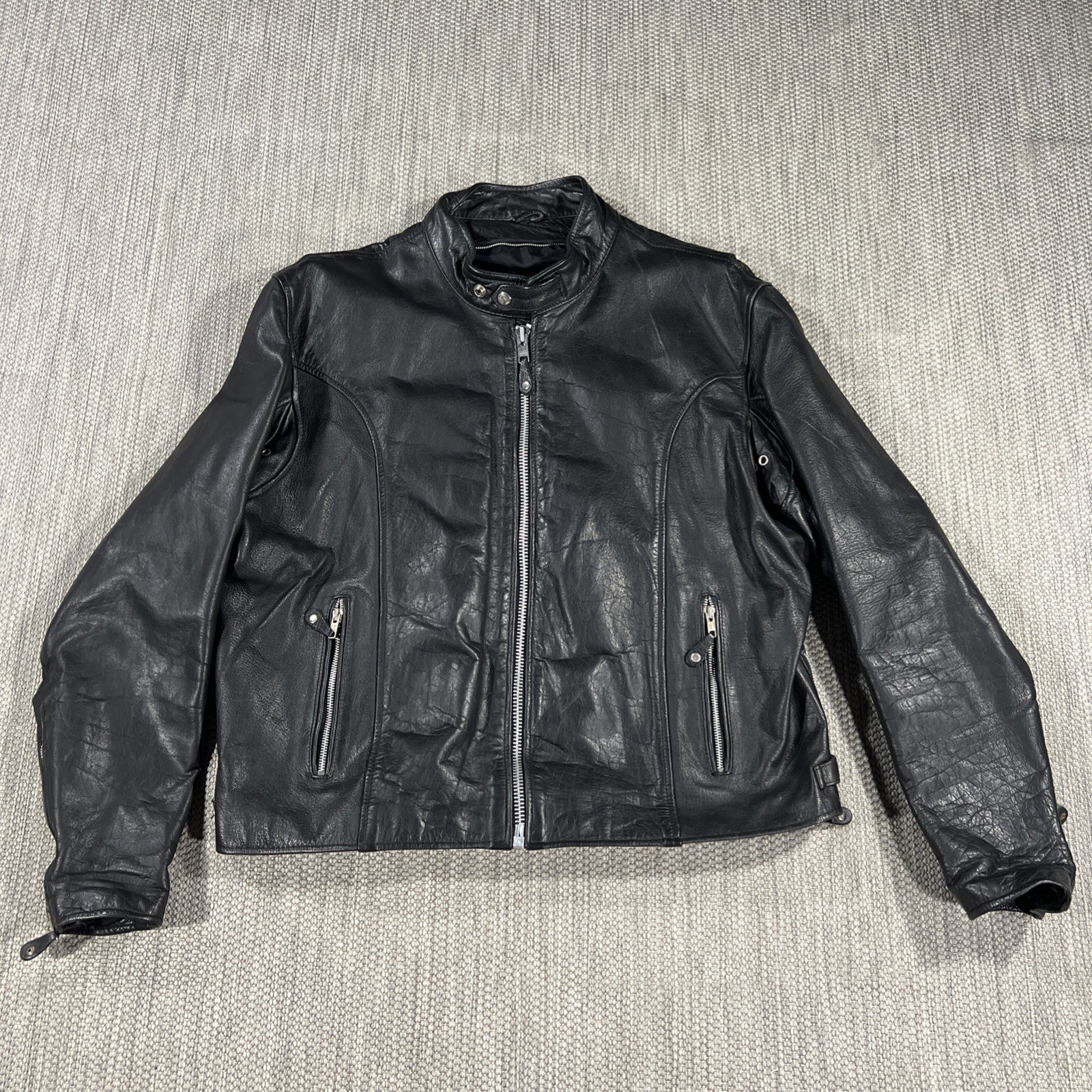 Chrome Gear Riding Jacket Men 50  XXL Black Leather No Linin