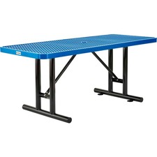 Global Industrial 6' Rectangular Expanded Metal Outdoor Table Blue