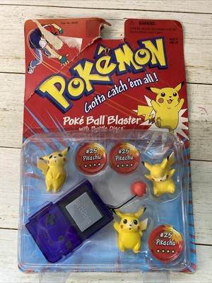 VTG Pokémon PokéBall Blaster Power Blaster x3 Pikachu Toy Set NOS Damaged Box