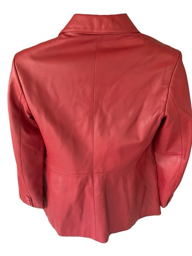 Preston & York Petites Jacket Women's PM Lamb Skin Red Lined 3 Button LS - Picture 2 of 11