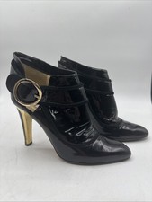 Jimmy Choo Patent Leather Buckle Booties Black Size 37.5 7US 