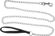 Heavy Duty Chain Dog Leash 6FT, Chew Proof Stainless Steel Dog Leash with Soft P