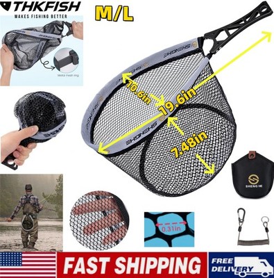 bell net fishing M/L Fly Fishing Landing Net Soft Rubber Mesh Trout Net Catch and Release Net  US