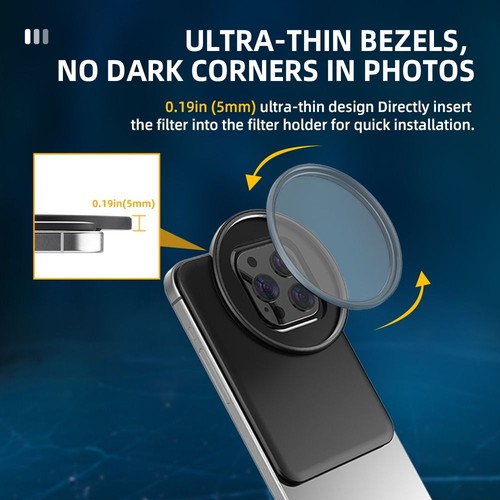 67mm Camera Filter Phone Filter Holder for iPhone 15 14 13 12 Pro Max - Photo 5 sur 11