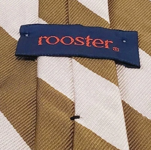 Corbata de gallo rosa y marrón patrón de rayas para hombre cuello corbata tela 56x3" Foto 3 de 4