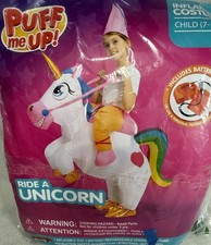 Inflatable Riding a Unicorn Air Blow-up Deluxe Costume Halloween, 7-10 Years