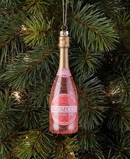 Holiday Lane Spirits Prosecco Bottle Ornament  pink  gold  5 1/2" Tall, NWT