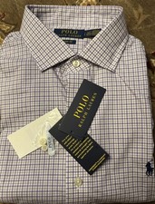 125 Polo Ralph Lauren Mens Striped Dress Shirt Purple White L 16 12 3233