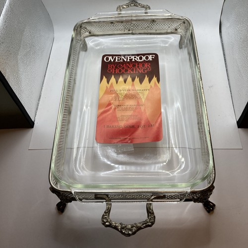 Plato para hornear vintage Leonard Silver Mfg Co servidor y ancla Hocking Fire King 2 cuartos de galón - Imagen 1 de 7
