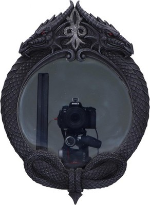 Nemesis Now The Reflector Double Dragon Spiegel 36 cm, Resin, schwarz, Dragon Wall M