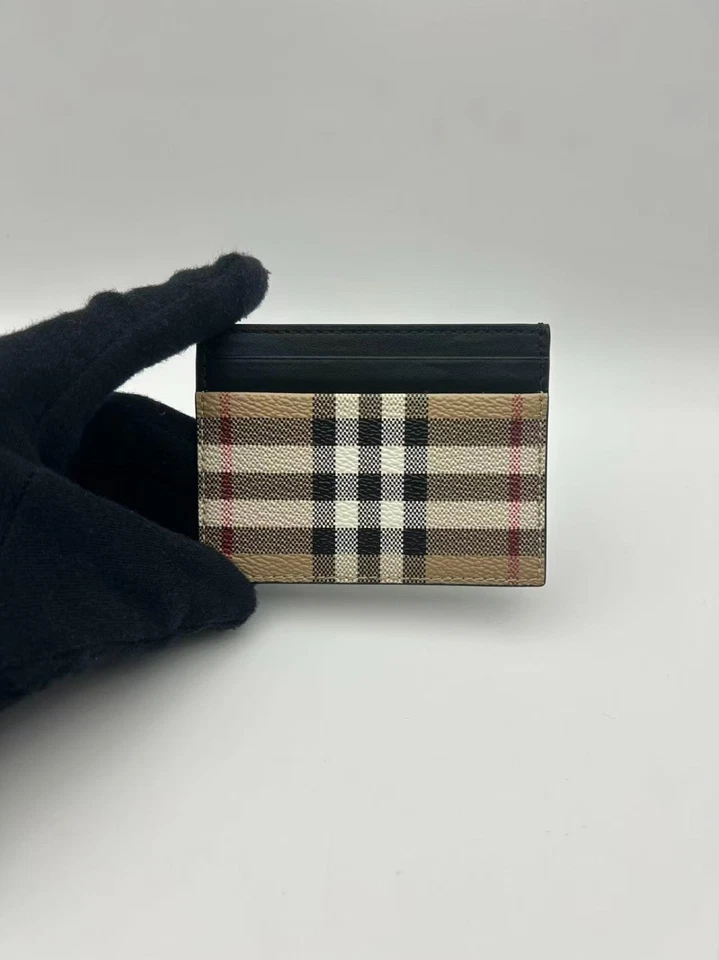 Burberry Cardholder Wallet - Sandon Beige - Check Canvas - silver Logo Inside - Image 3 of 4