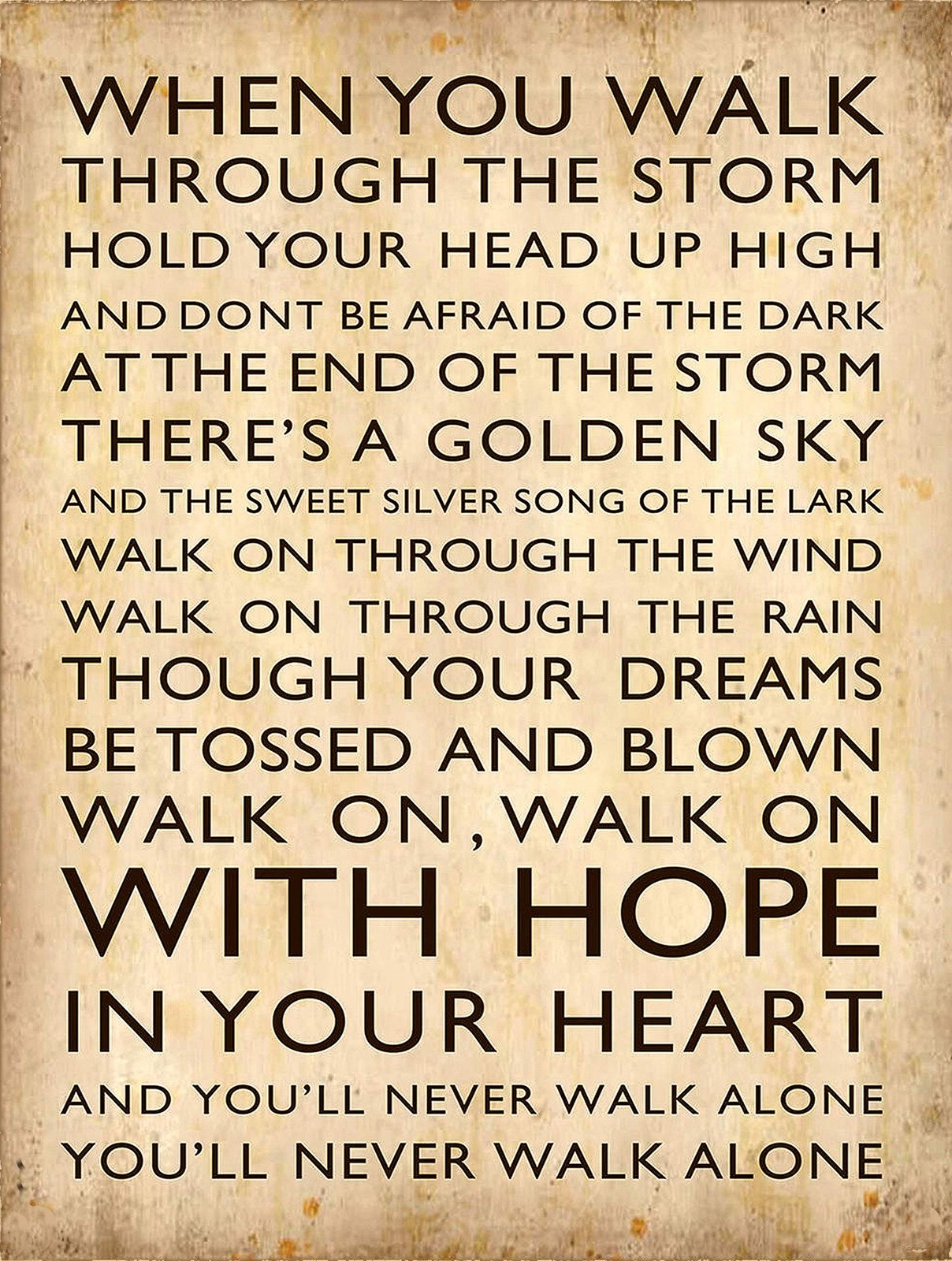 SHAWPRINT YNWA 150MM X 200MM (6"" X 8""), Cream Background, Black Writting