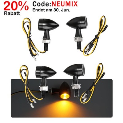 4stück LED Mini Micro Blinker Schwarz getönt Motorrad Quad E-geprüft vorn+hinten
