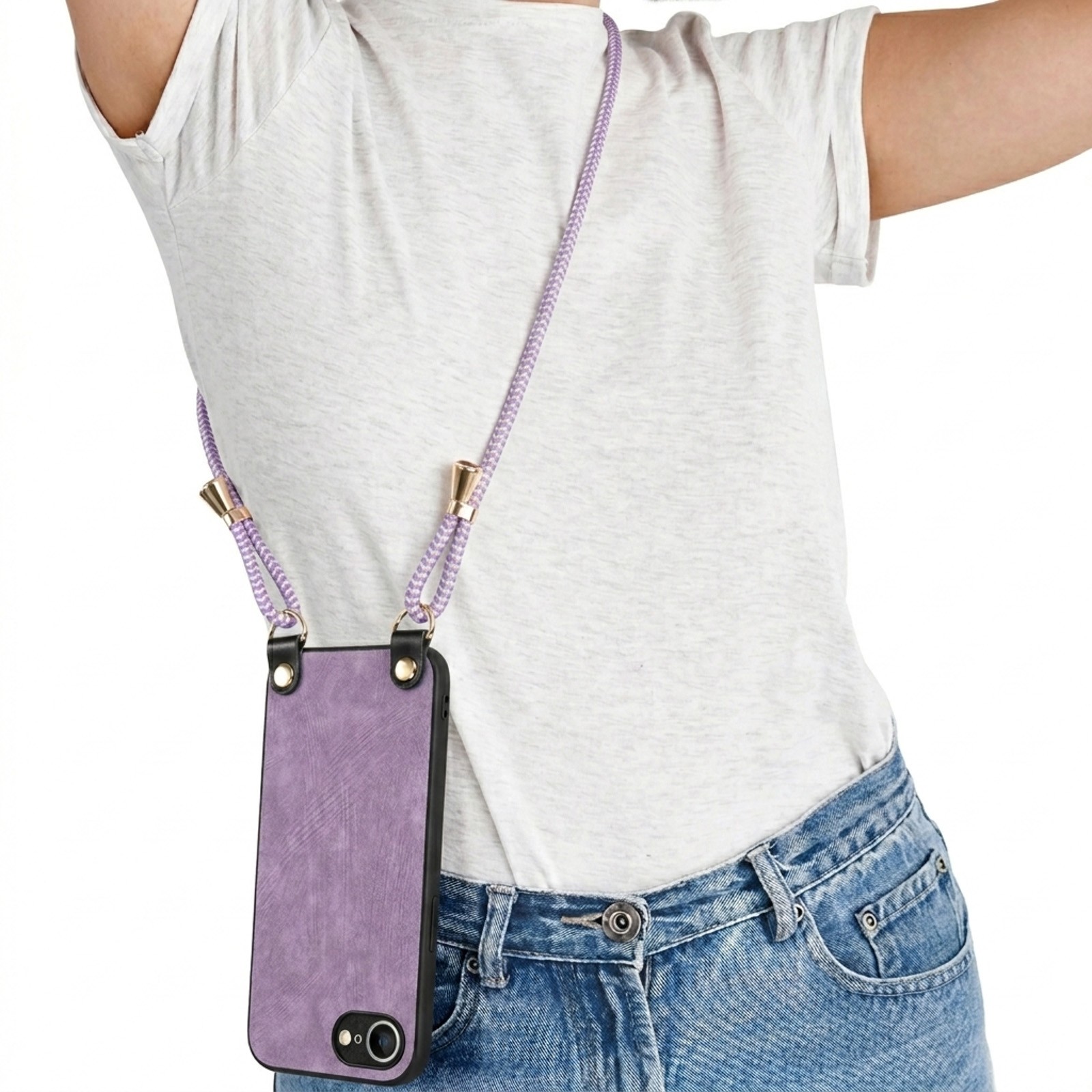 Coque iPhone 16e Violette Cordon Détachable Silicone Avizar - 2