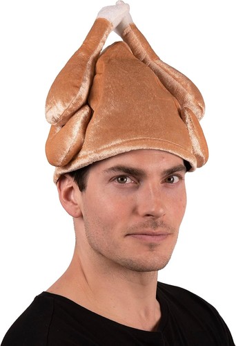 Kangaroo Plush Thanksgiving Roasted Turkey Hat, Tan Headwear, Pilgrim Cap,...