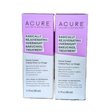  2Pk Acure Radically Rejuvenating OVERNIGHT BAKUCHIOL TREATMENT 1.7 Oz Cream
