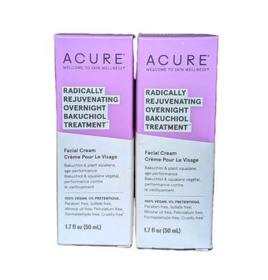(2Pk) Acure Radically Rejuvenating OVERNIGHT BAKUCHIOL TREATMENT  1.7 Oz Cream
