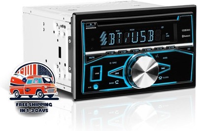 Autorradio doble DIN, Bluetooth, entrada auxiliar, USB, reproductor de CD/DVD US