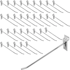 Waziaqoc 32PCS 8Inch Length Silver Slatwall Hooks, Metal Slat 8 Inch, 