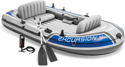 Intex 68324EP Excursion 4 Inflatable Boat Set: Includes Deluxe 54In Boat Oars an
