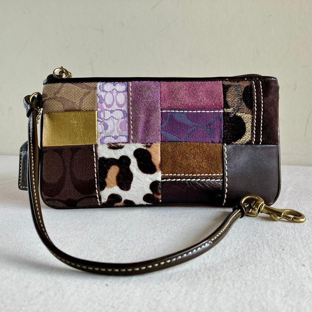 COACH Suede Patchwork Handbag Accessory Pouch Aut… - image 2