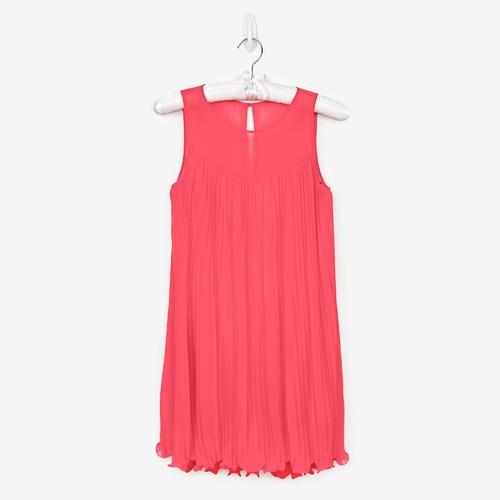 Maeve Layered Pleat Swing Dress Size 0 Pink Barbie Cocktail Party Glam Girlcore