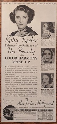 Max Factor  Make Up with Ruby Keeler 1935 Vintage Half Page Beauty Print Ad