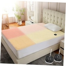 Multizone Heated Mattress Pad Electric Mattress Pad Sherpa Fleece King White