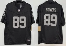 NWT Men's Raiders Brock Bowers #89 Player Sewn Stitched Jersey Black/White