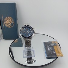Captain Willard Style Chronograph 44mm Quartz blu black bezel Blue Dial 8988 New