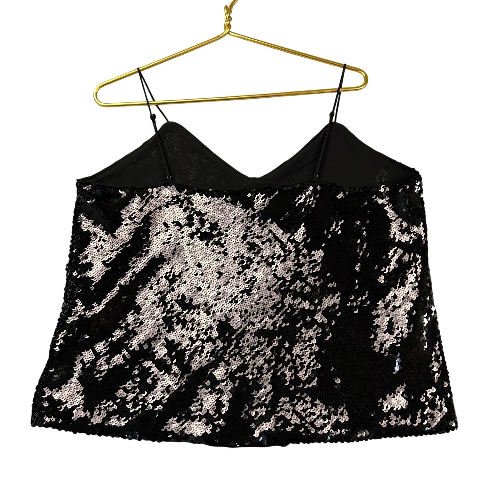 Express Black Sequin Blouse Cropped Sleevelss Spa… - image 4