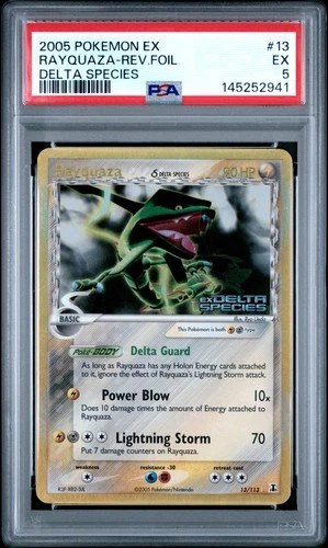 2005 POKEMON EX DELTA SPECIES #13 RAYQUAZA-REVERSE FOIL PSA 5