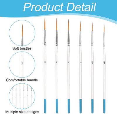 Script Liner Brush, 6 PCS Highly Flexible Paint Brushes Extra Long Fine Point...