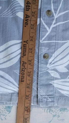 Columbia Herren L Knopf Hemd grau & weiß Hawaii 100% Baumwolle Cord-ish - Bild 13 von 15