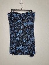 Vintage 90s Jacklyn Smith blue black floral stretchy a line flirty moody skirt