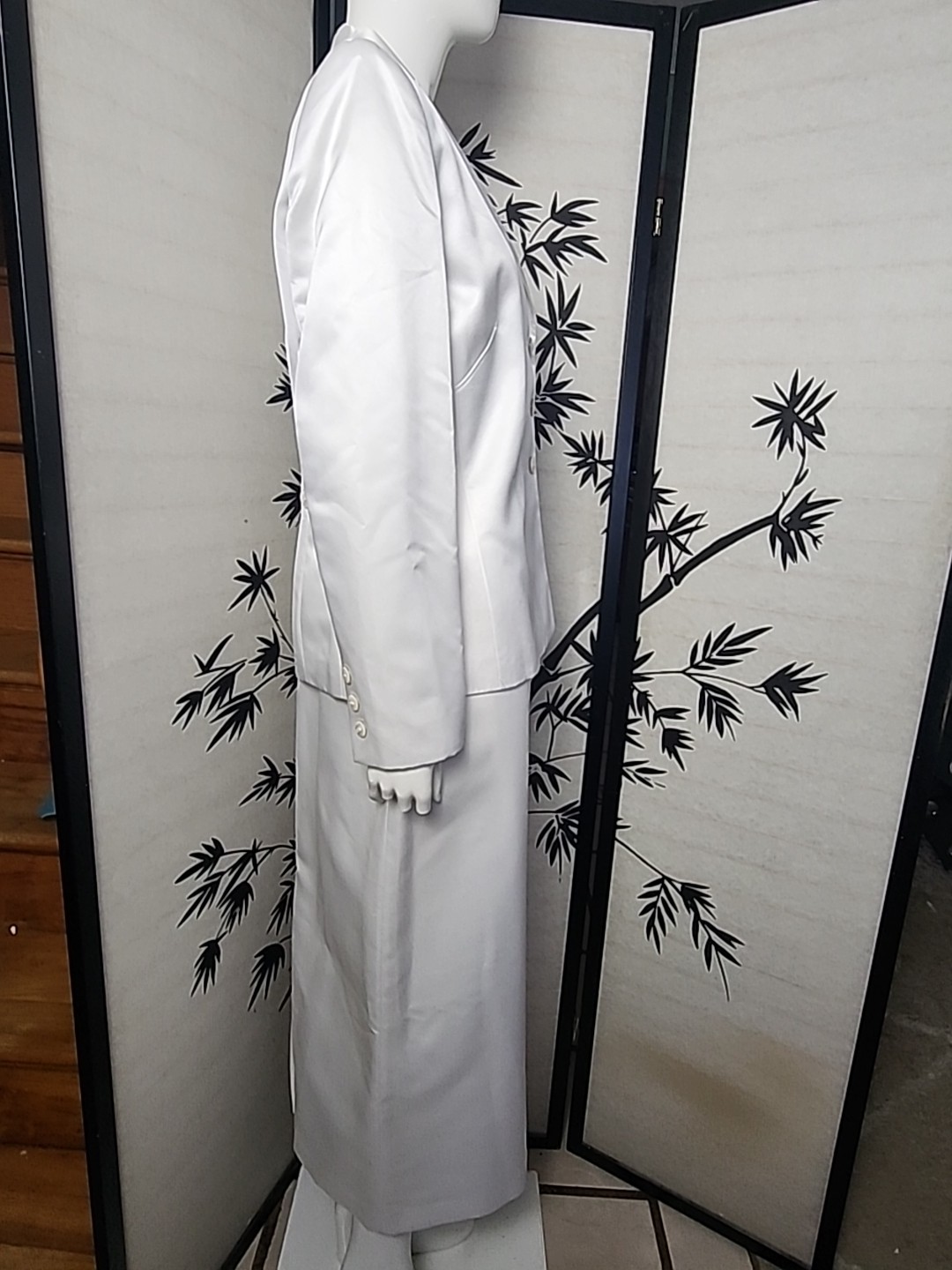 Vintage Oleg Cassini Skirt Suit Set White Lined SZ 6 New with Tags Priority WOW
