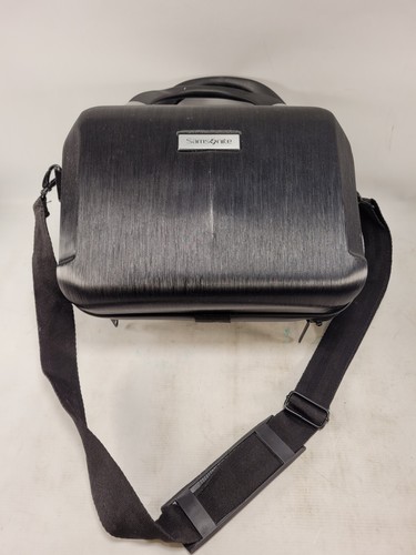 USED Samsonite Hard Case Cosmetic Carry On Case Black W/ Strap
