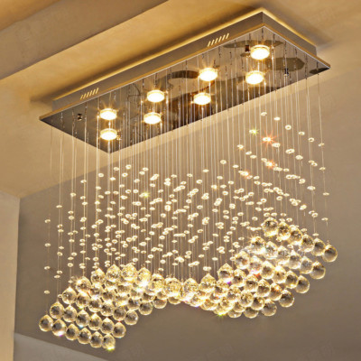 Modern Rectangle Crystal Chandelier Rain Drop Flush Mount Ceiling Light L31 5 713145628410 Modern Rectangle Crystal Chandelier, Flush Mount Glass Drop Crystal Chandelier